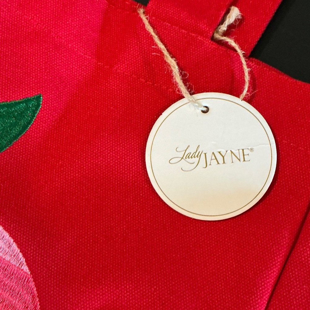 Vibrant Red Apple Lined Tote Bag - Picture 3 of 7